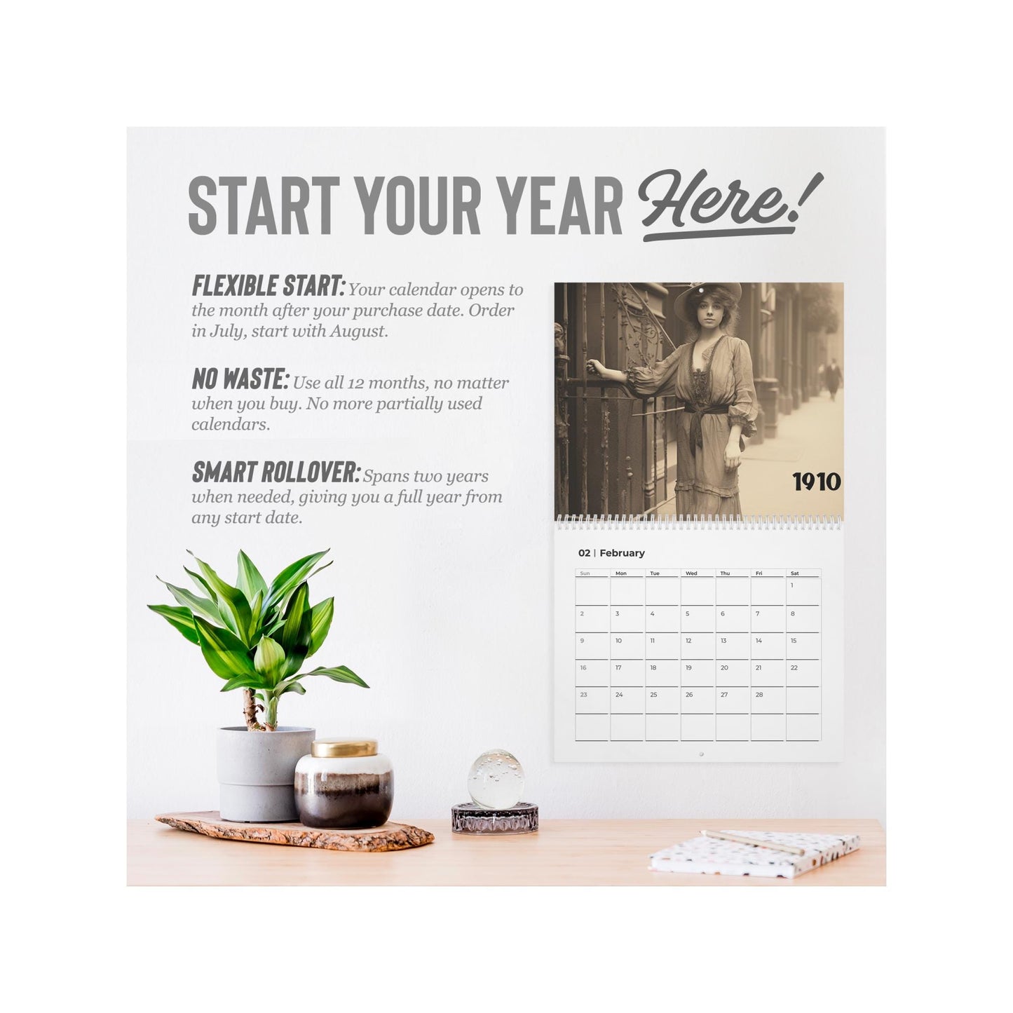 Women's Nostalgic Timeline Calendar 2026: Celebrate Decades of Fashion and Culture