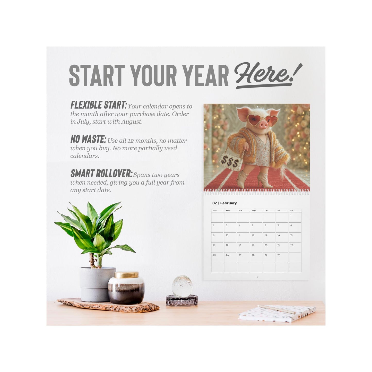2026 Pig Calendar: Luxurious Farm Animal Wall Art for Swine Lovers and Homestead Decor