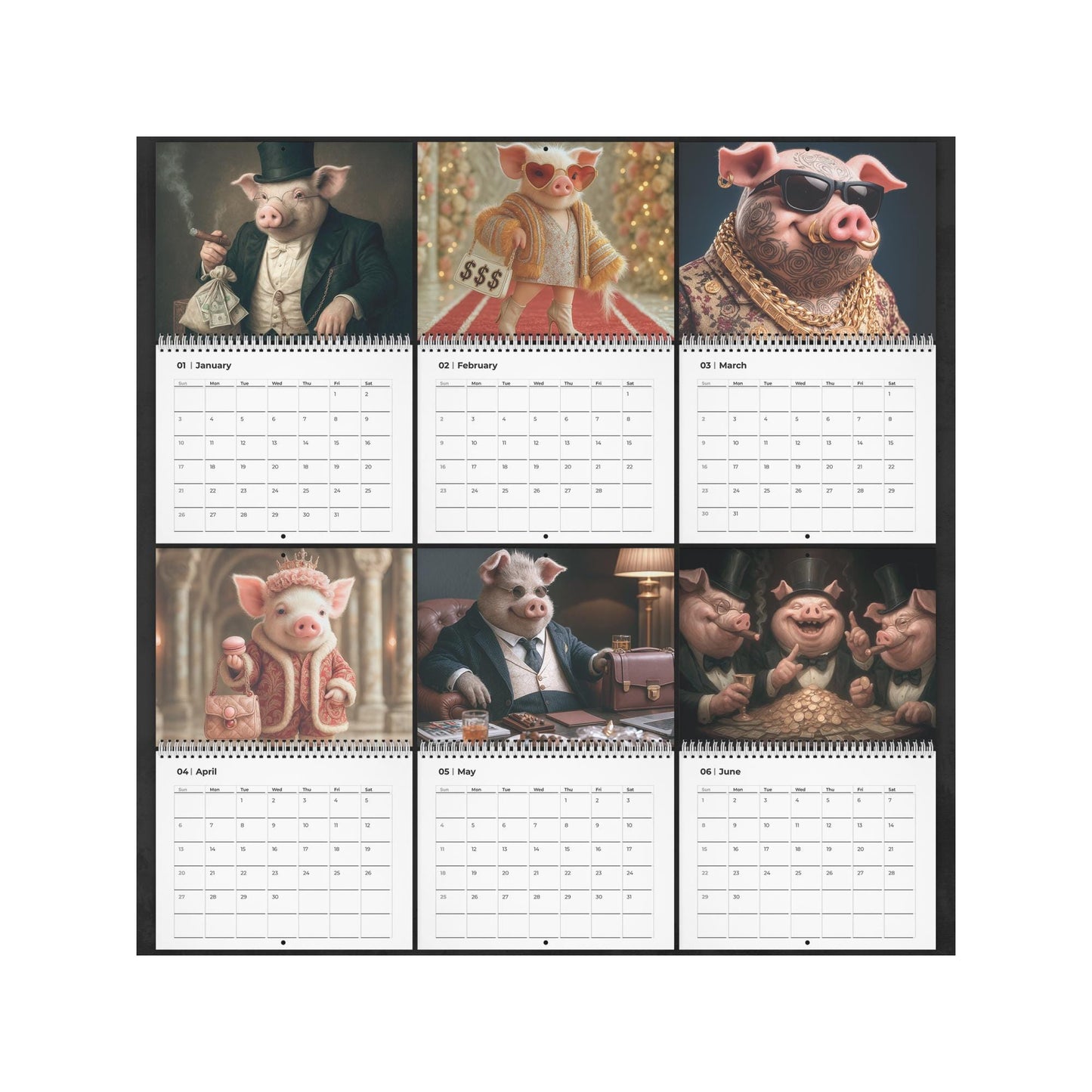2026 Pig Calendar: Luxurious Farm Animal Wall Art for Swine Lovers and Homestead Decor