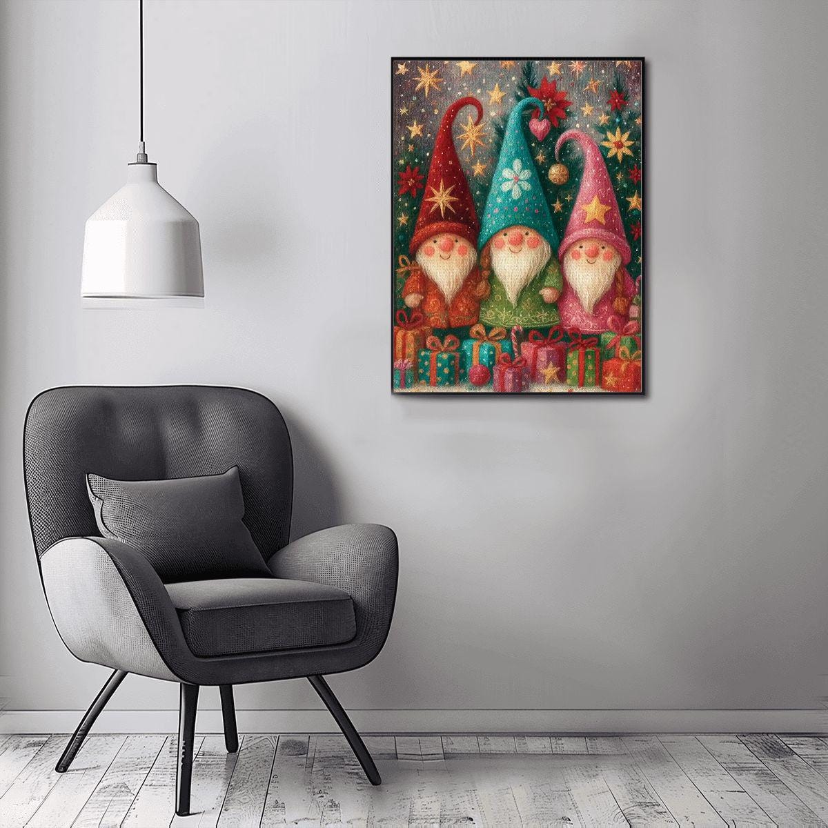 DIY Christmas Gnome Diamond Painting Kit - Frameless Holiday Craft Project for Adults