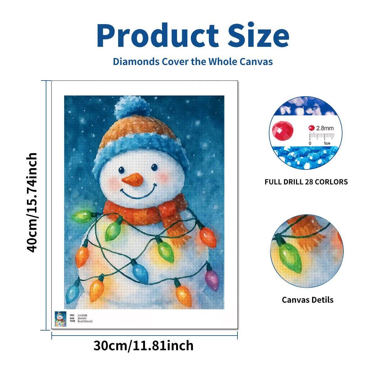 Festive Winter Snowman DIY Diamond Painting Kit - Frameless Crystal Art for Home Decor