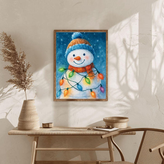 Festive Winter Snowman DIY Diamond Painting Kit - Frameless Crystal Art for Home Decor