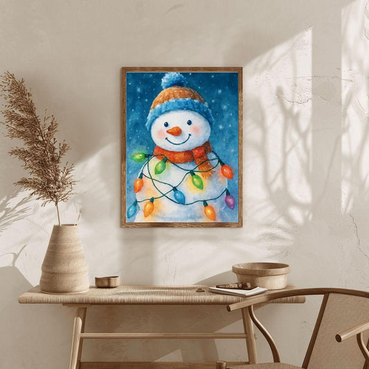 Festive Winter Snowman DIY Diamond Painting Kit - Frameless Crystal Art for Home Decor