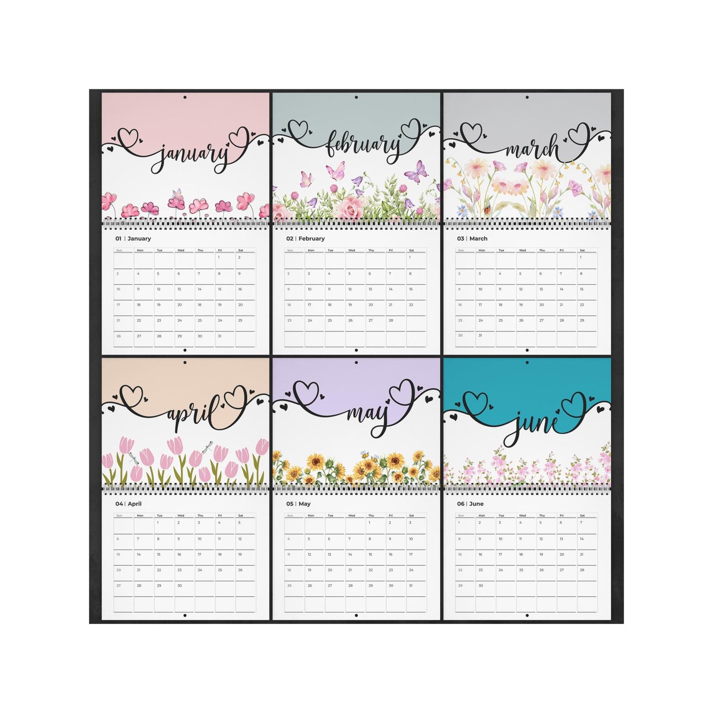 2026 Floral Wall Calendar: 12-Month Botanical Planner with Colorful Blooms