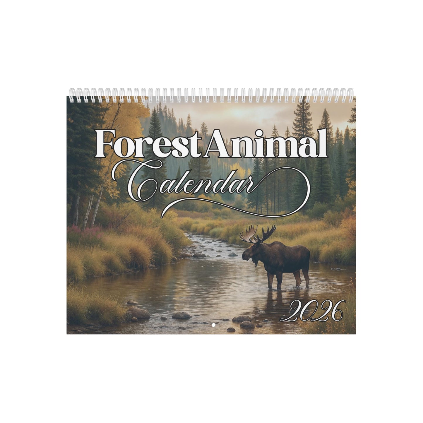 2026 Woodland Creatures Wall Calendar: Brown Monthly Planner with Forest Wildlife Art