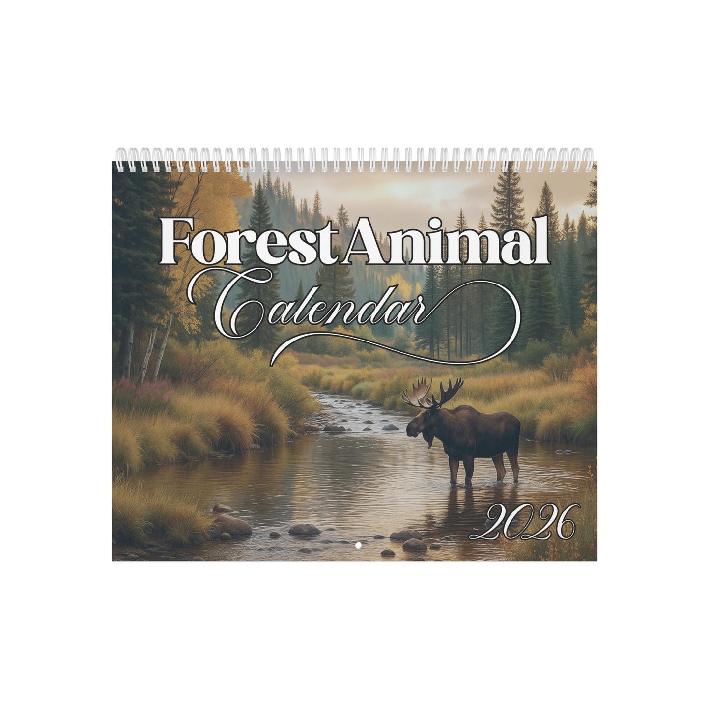 2026 Woodland Creatures Wall Calendar: Brown Monthly Planner with Forest Wildlife Art