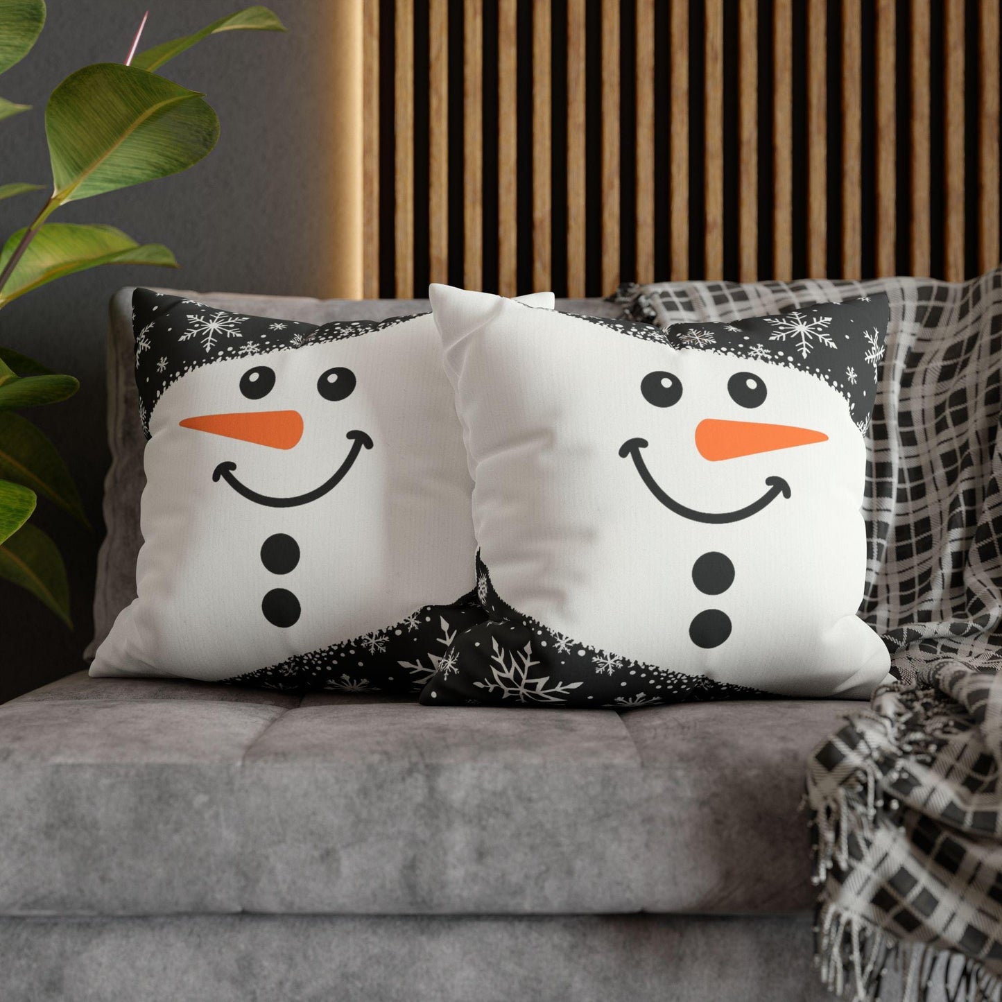 Christmas Snowman Pillowcase Winter Holiday Decor Festive Cushion Cover Cozy Square Pillow Seasonal Gift