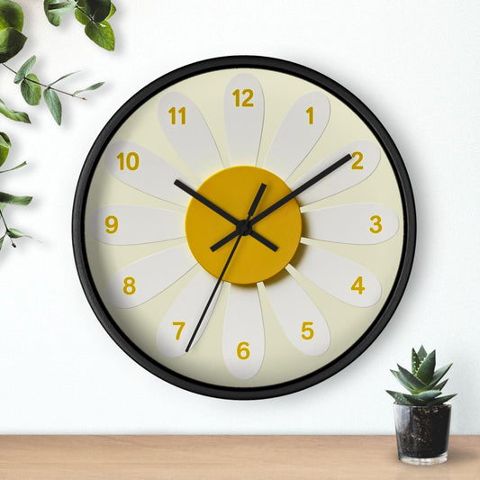Daisy Flower Wall Clock – Retro Yellow Floral Home Decor