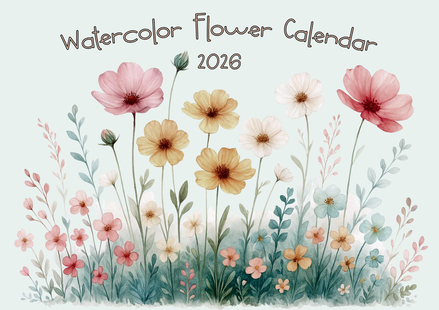 Pastel Floral Wall Calendar 2026 | Botanical Illustration Planner Yearly Organizer Office Decor Art Gift