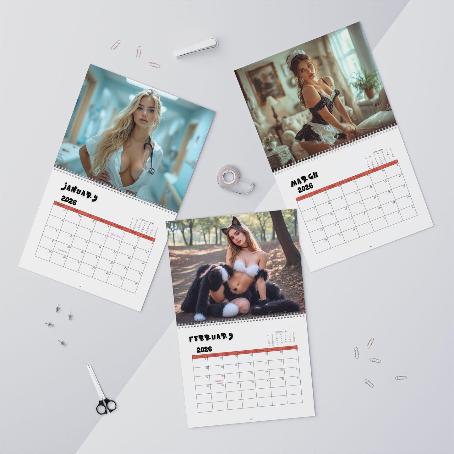 Man Cave Wall Calendar - Monthly Planner for him, Office Organizer, Masculine Home Decor