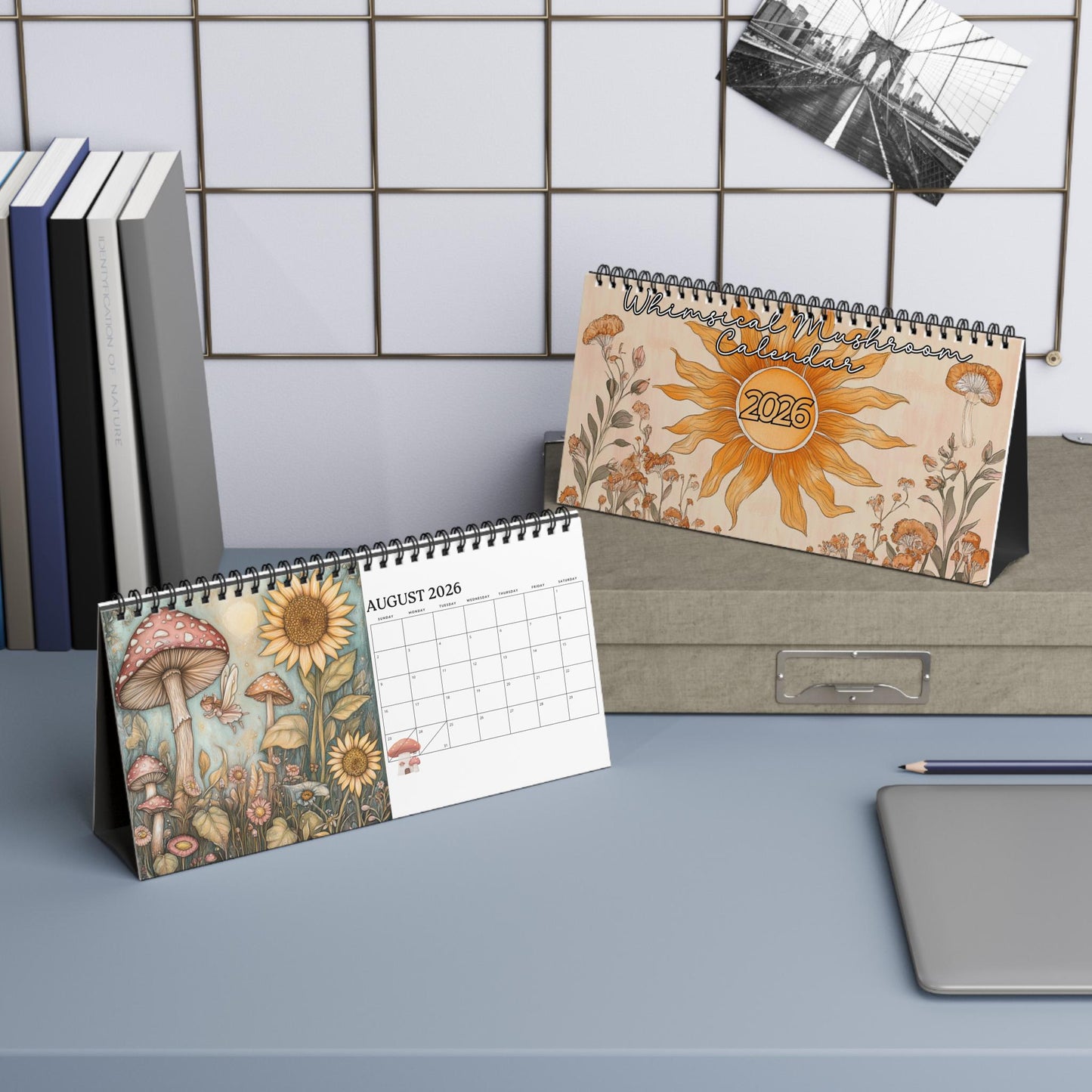 2026 Mushroom Calendar, Plant Lover Gift, Wall Art Eco Planner, Nature Desk Organizer