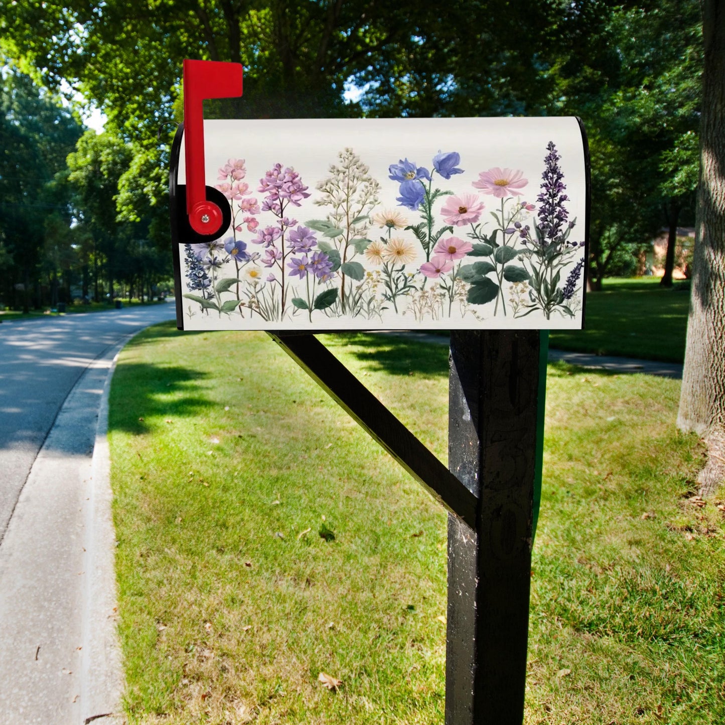 Floral Magnetic Mailbox Covers - Decorative Garden Post Mail Box Wrap Weather Resistant Outdoor Decor