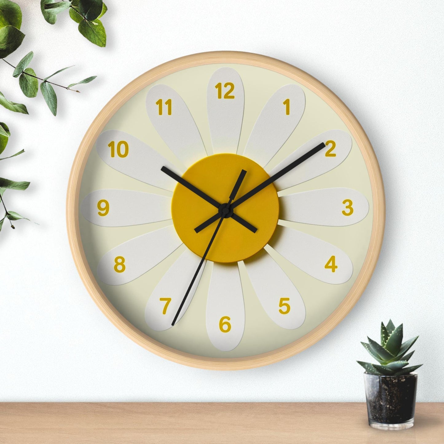 Daisy Flower Wall Clock – Retro Yellow Floral Home Decor