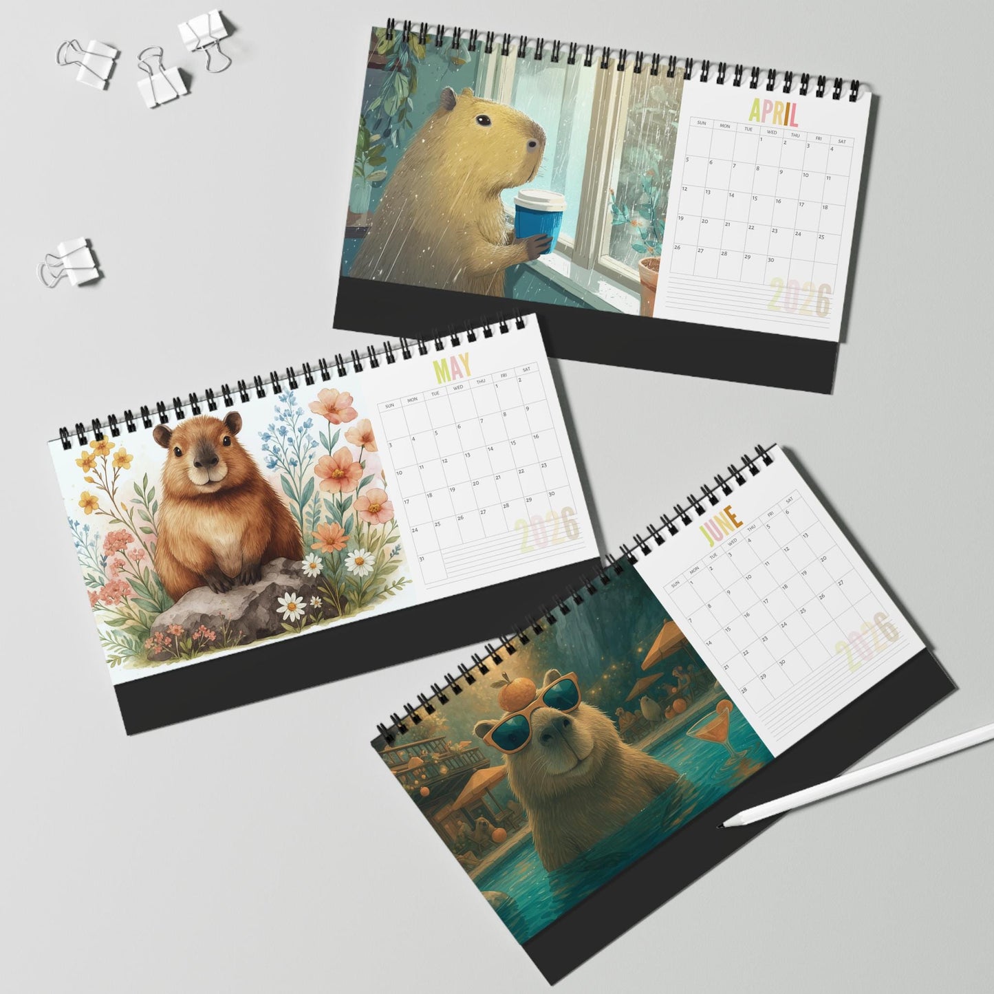 Capybara Desktop Calendar 2026 Planner | Animal Office Organizer Daily Scheduler Gift for Lover