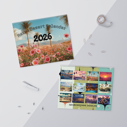 Retro Desert Road Trip Wall Calendar 2026 | Vintage Travel Home Decor Gift Planner