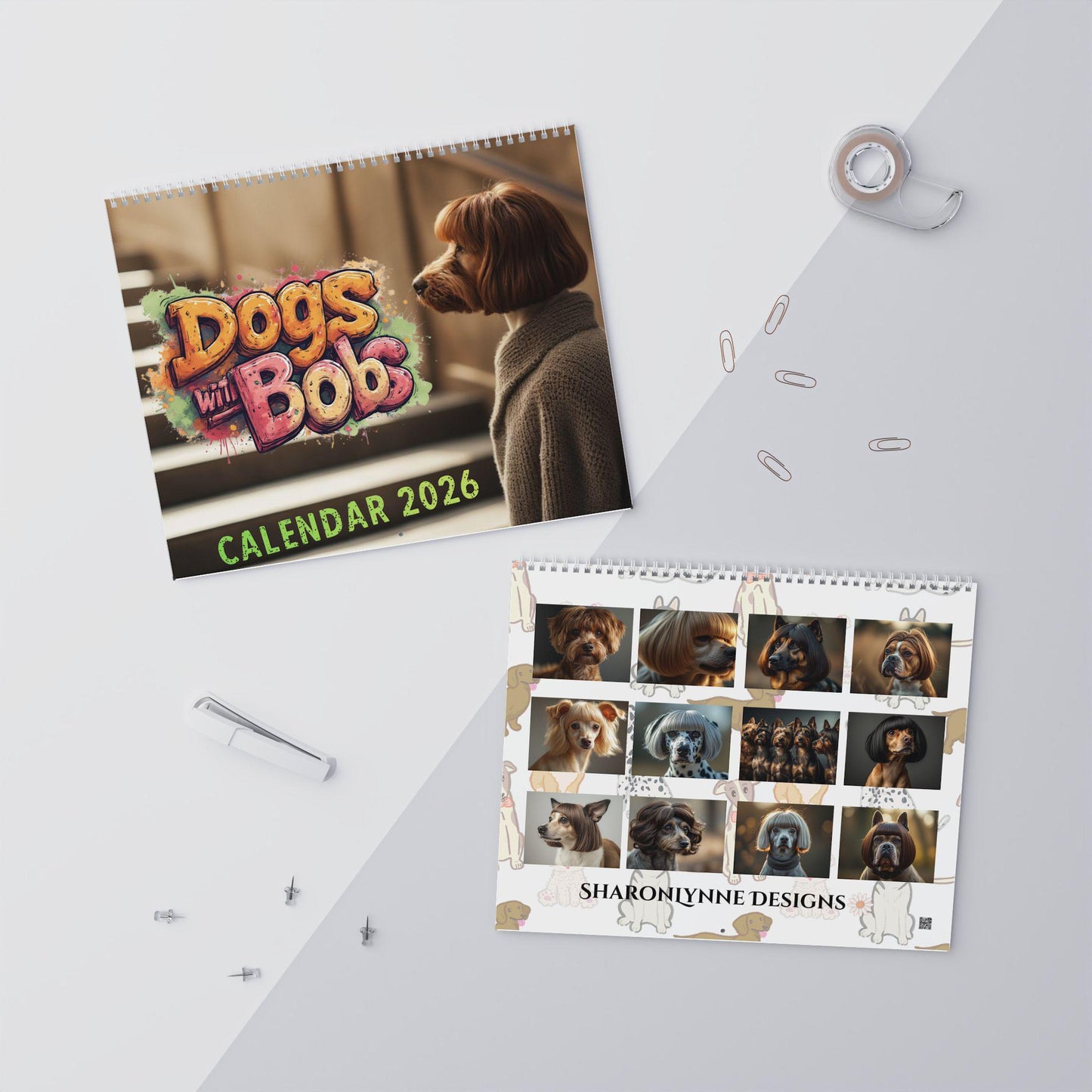 Funny Dog Wall Calendar 12-Month Spiral Pet Lover Gift Animal Home Office Decor