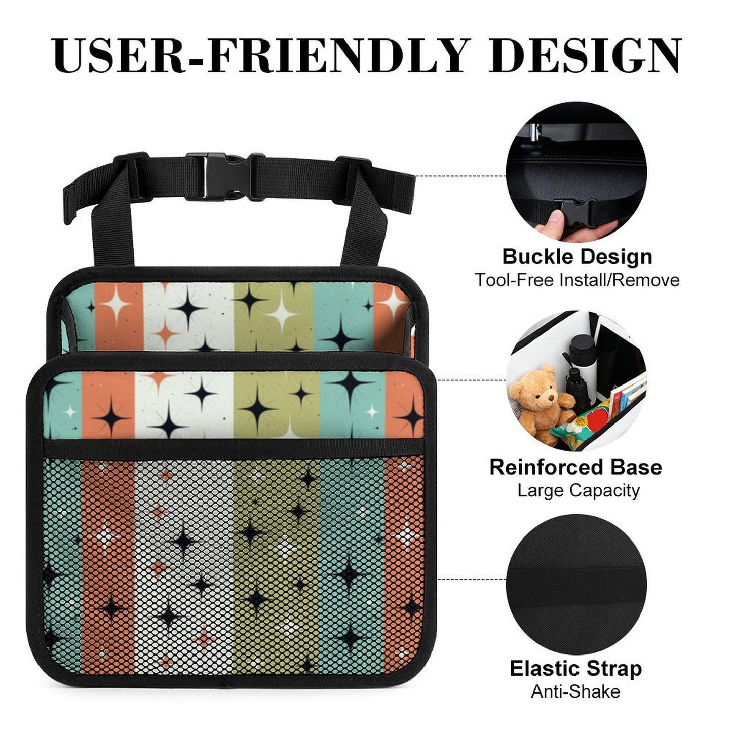 Retro Car Seat Storage Bag Organizer Pocket Caddy Back Travel Accessory Auto Interior