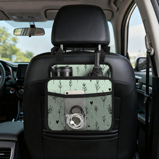 Green Floral Car Seat Storage Bag Organizer Pocket for Auto Travel Kids Baby Accessories