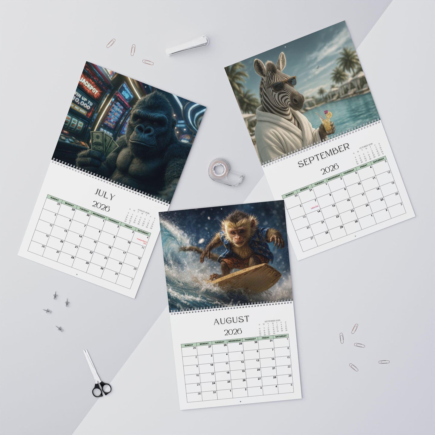Animals Having Fun 2026 Wall Calendar | 12-Month Photo Wildlife Gift for Pet Lovers