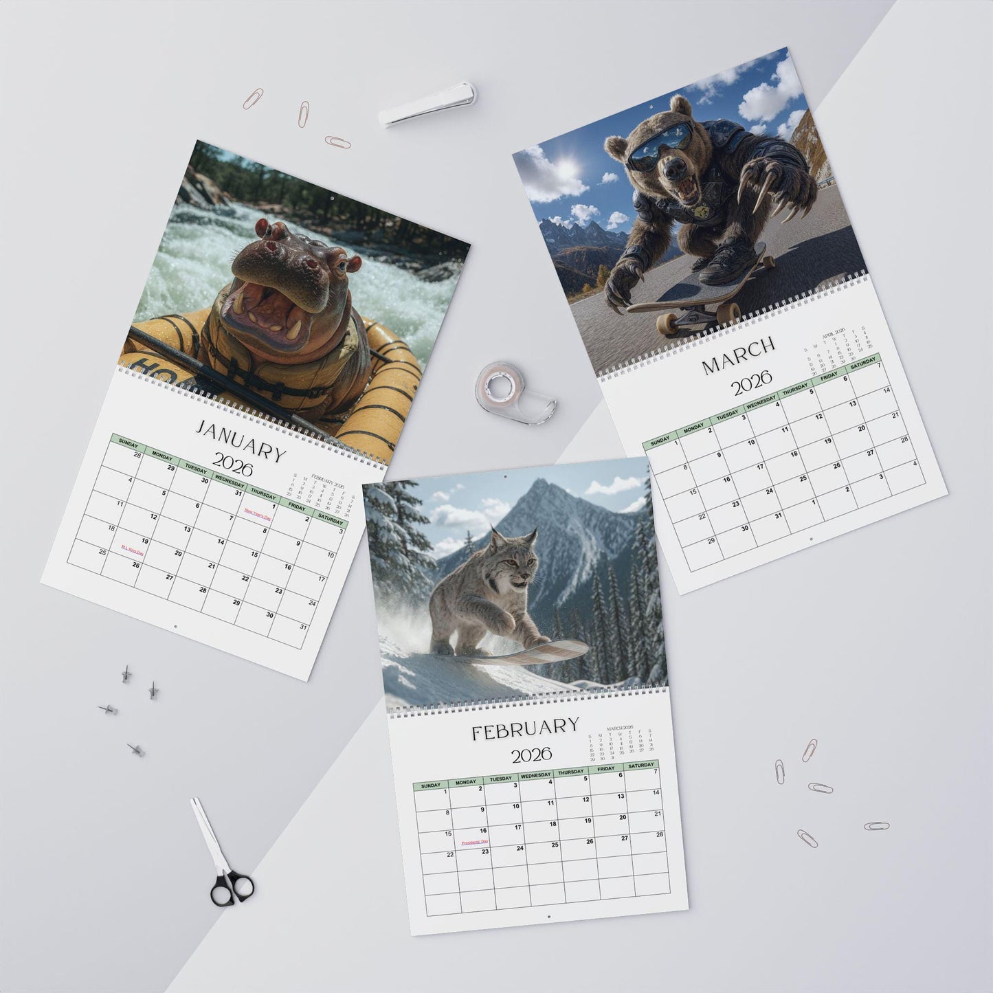 Animals Having Fun 2026 Wall Calendar | 12-Month Photo Wildlife Gift for Pet Lovers