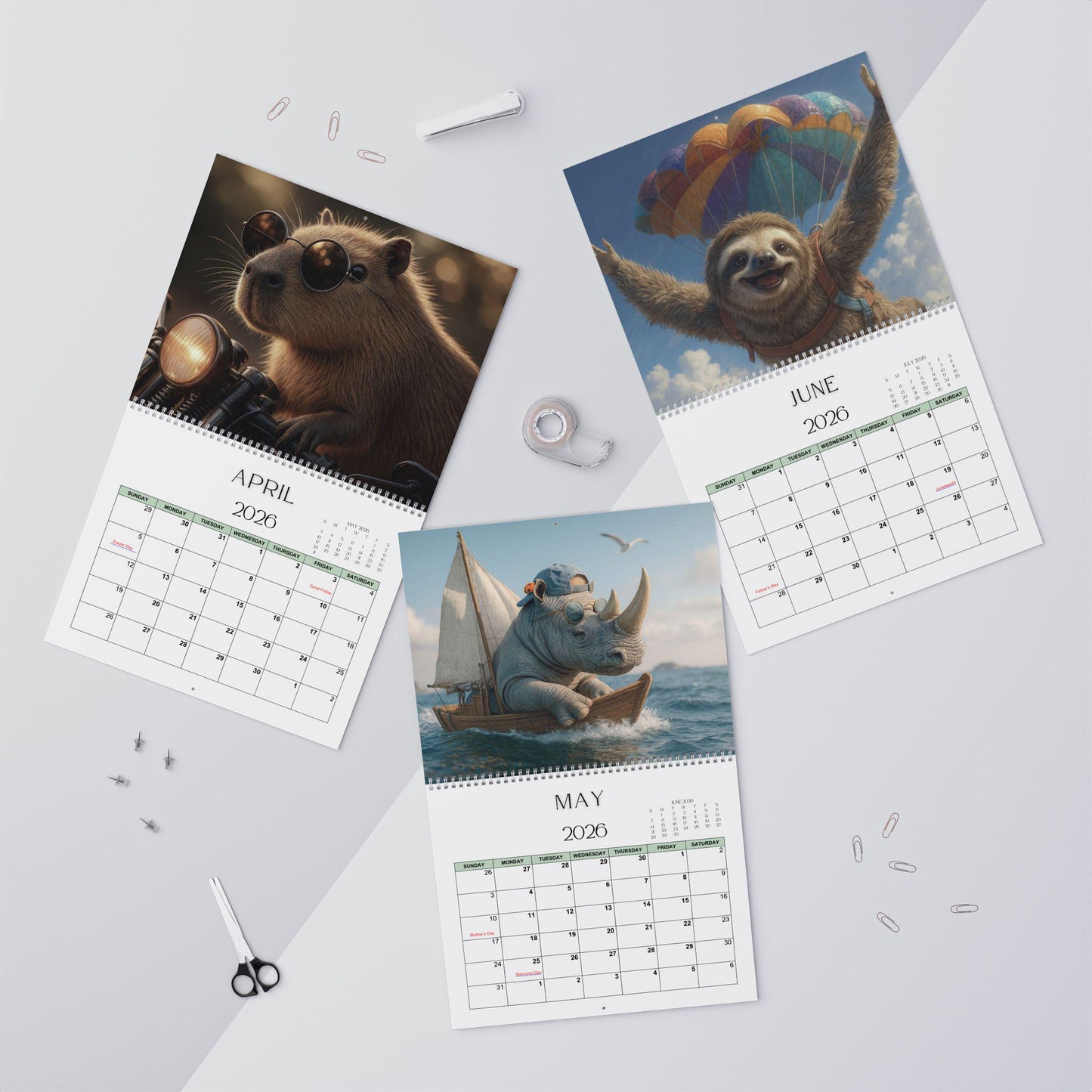 Animals Having Fun 2026 Wall Calendar | 12-Month Photo Wildlife Gift for Pet Lovers