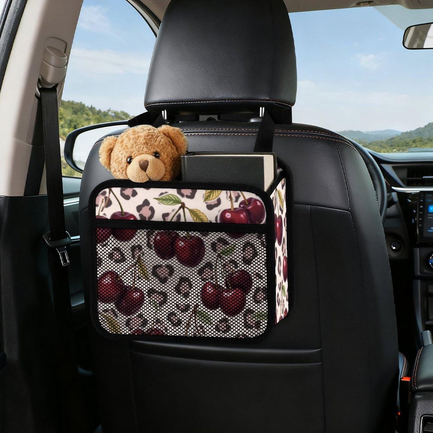 Cherry Car Seat Storage Bag Organizer Caddy for Kids Travel Accessories