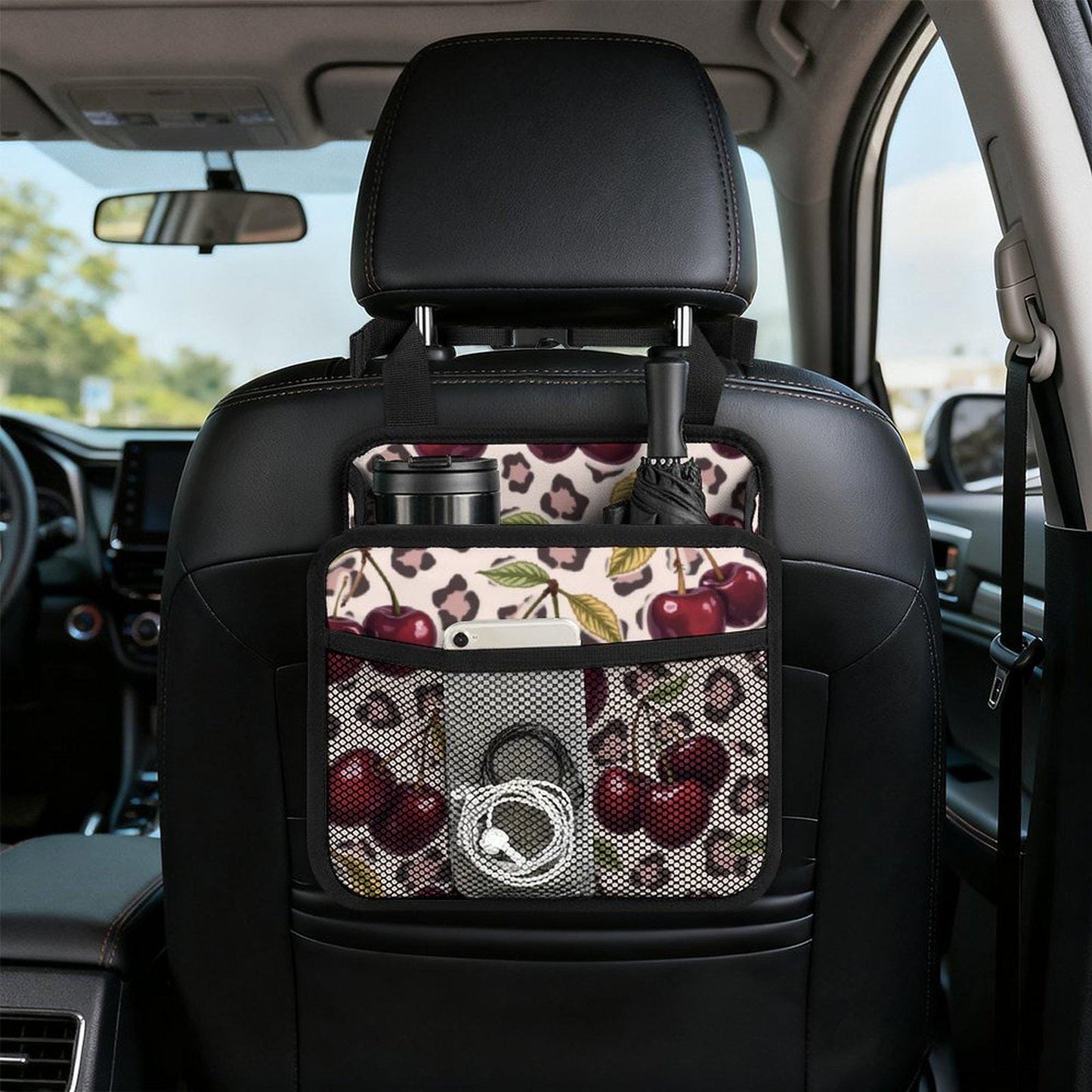 Cherry Car Seat Storage Bag Organizer Caddy for Kids Travel Accessories