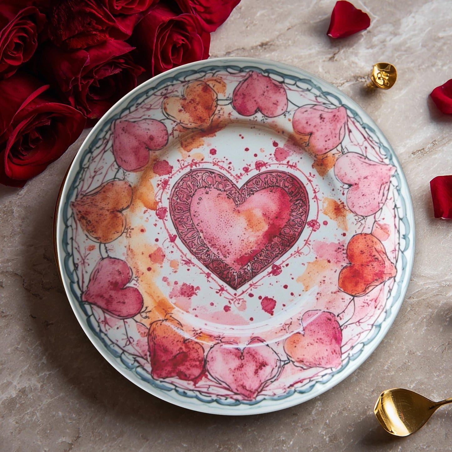Heart ThermoSaf Plate - Romantic Dinnerware for Valentine's Day, Wedding, Anniversary Dining
