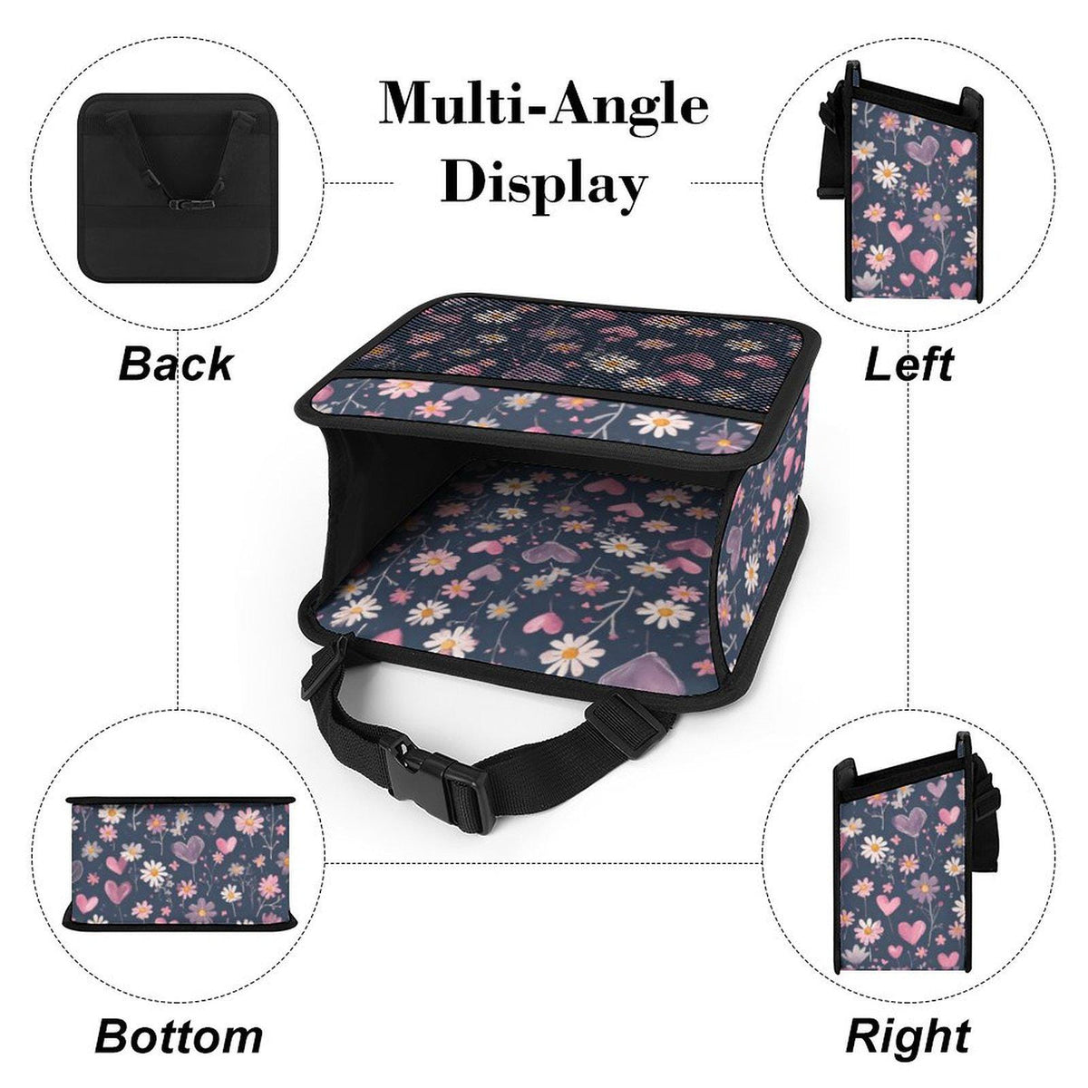 Blue Heart Car Seat Storage Bag Organizer Caddy for Kids Travel Vehicle Interior Accessories