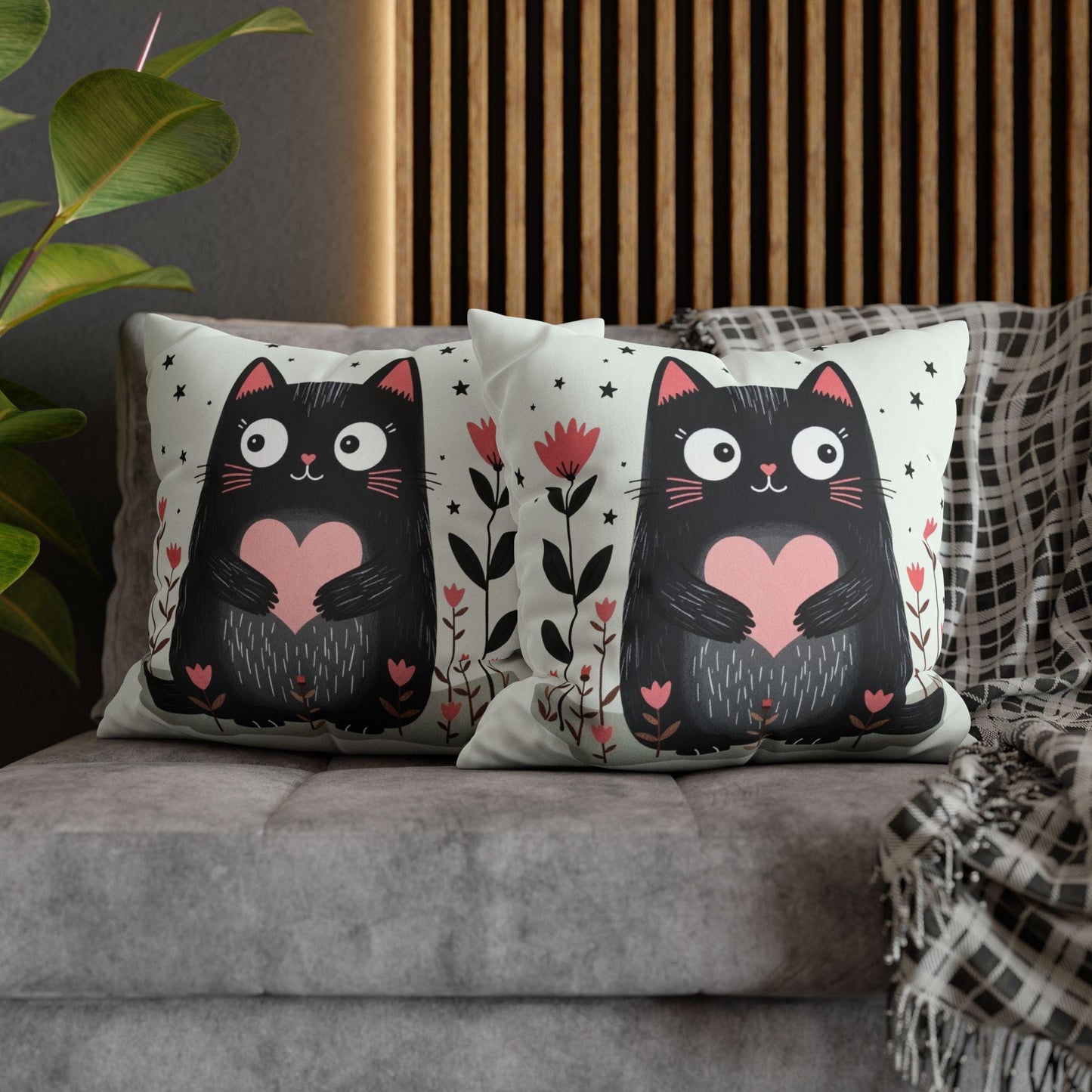 Cat Pillow Cover: Faux Suede Throw Cushion, Boho Home Decor