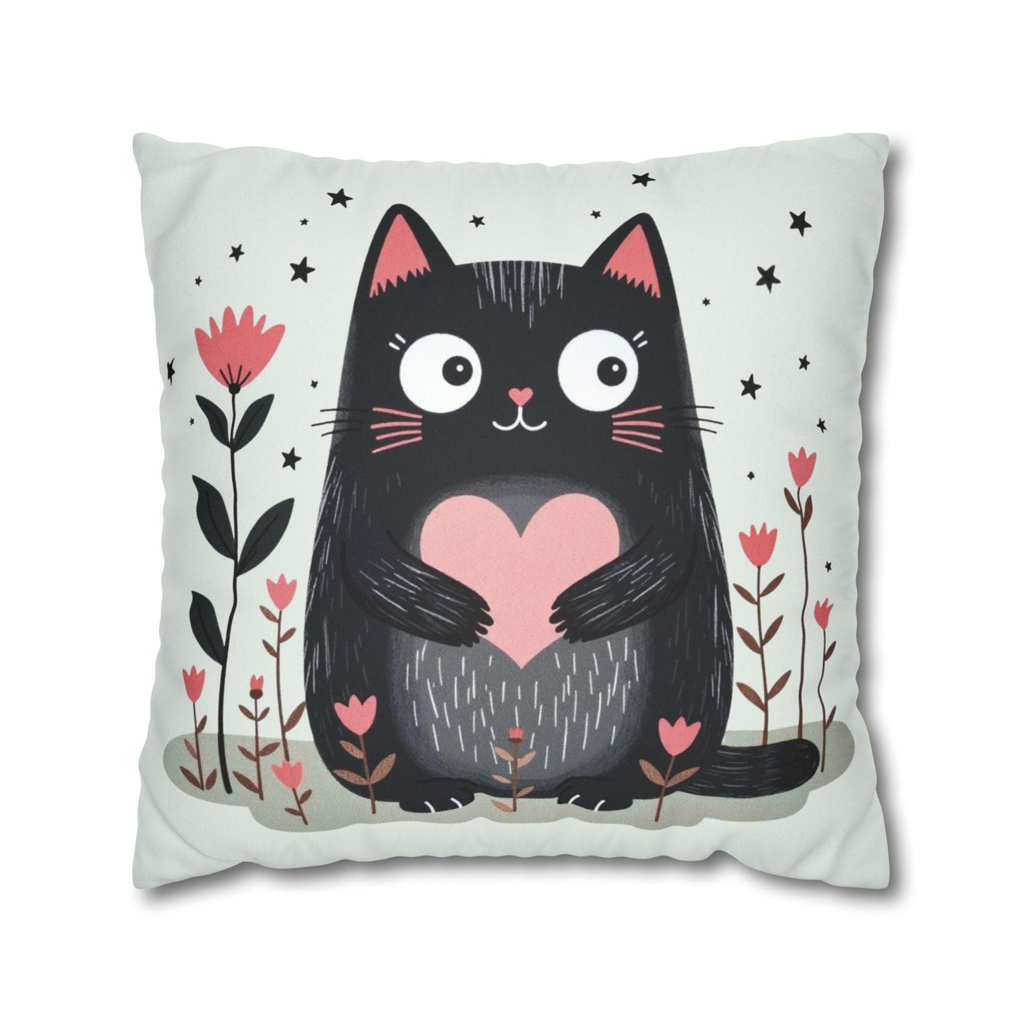 Cat Pillow Cover: Faux Suede Throw Cushion, Boho Home Decor