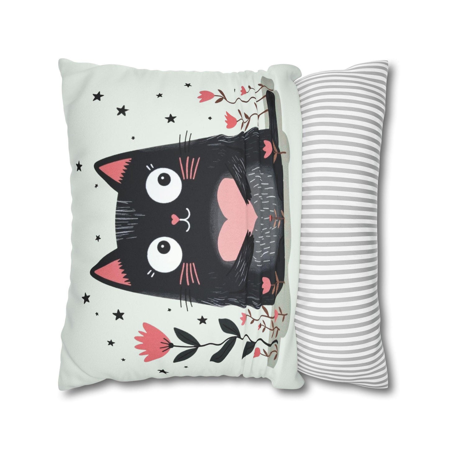 Cat Pillow Cover: Faux Suede Throw Cushion, Boho Home Decor