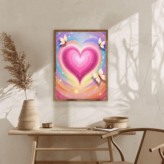 Heart DIY Diamond Painting Kit No Frame - Crystal Art Craft Project Love Design