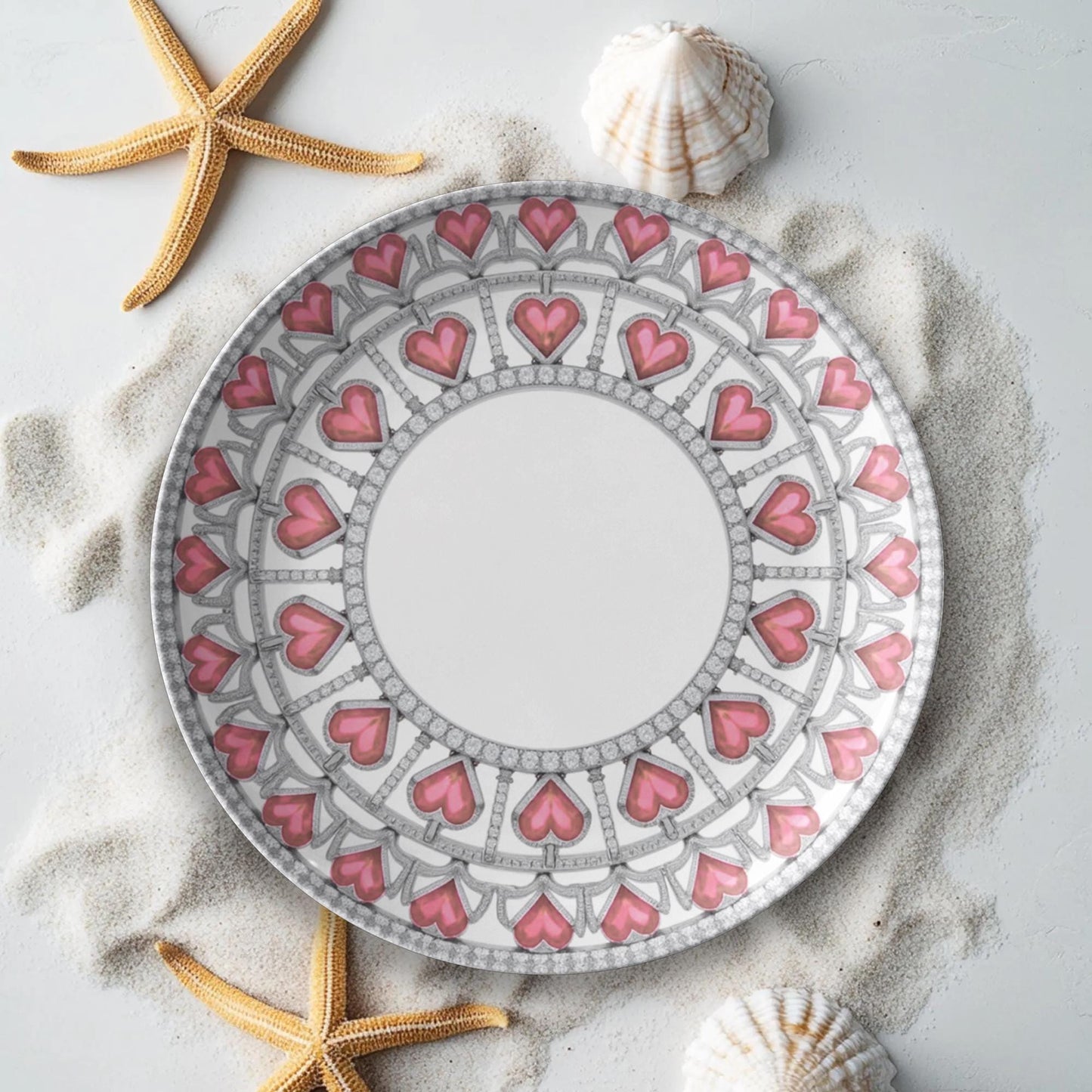 Pink Heart Valentine's Day Dinner Plates - Romantic Love Themed Dishware Occasions Gift Set