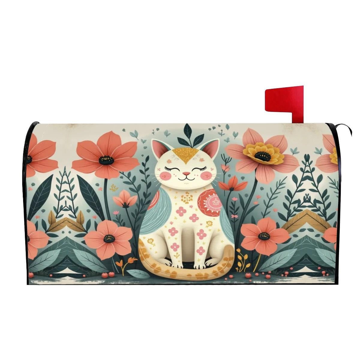 Cat Magnetic Mailbox Cover - Decorative Outdoor Garden Post Box Decor for Cat Lovers