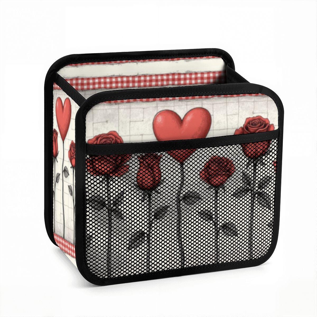 Hearts & Flower Car Seat Organizer - Kids Travel Storage Caddy with Pockets for Backseat Organization