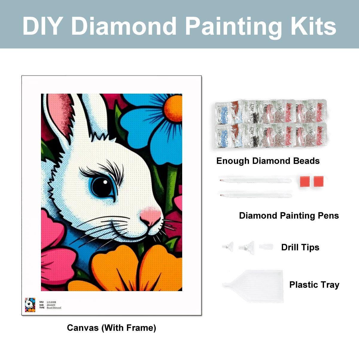 Easter Bunny DIY Diamond Painting Kit No Frame Craft Project Art Decor Gift