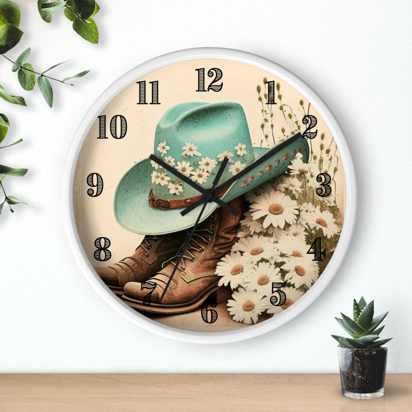 Floral Cowgirl Wall Clock – Rustic Western Home Decor