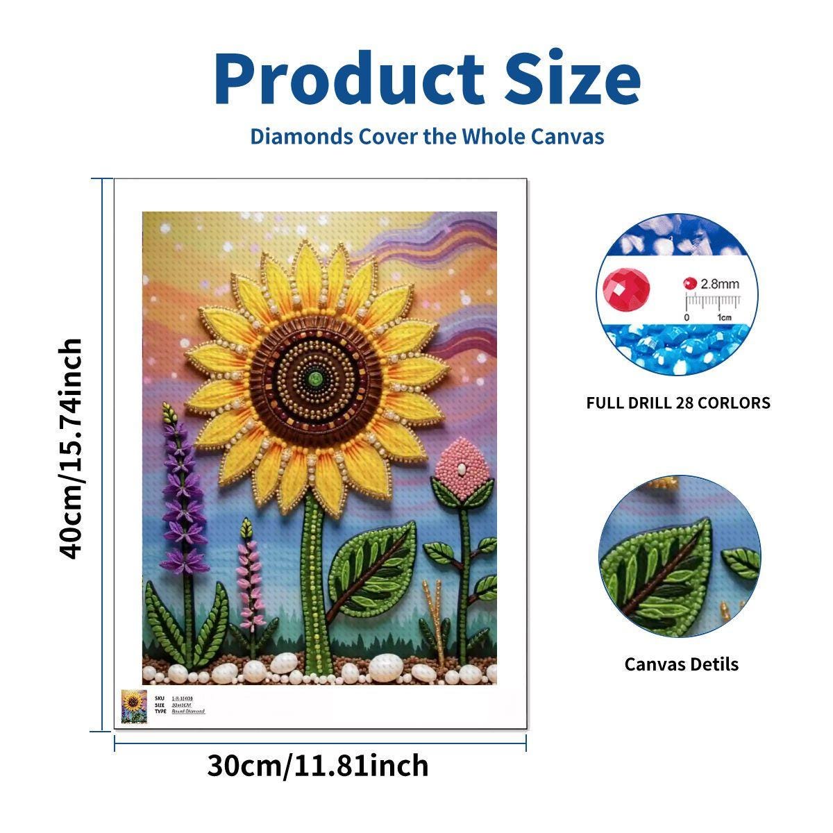 Sunflower DIY Diamond Painting Kit No Frame - Crystal Art Craft Project Decoration Gift