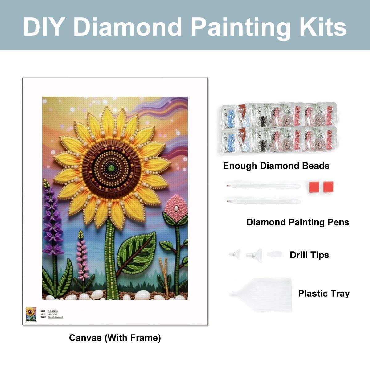 Sunflower DIY Diamond Painting Kit No Frame - Crystal Art Craft Project Decoration Gift