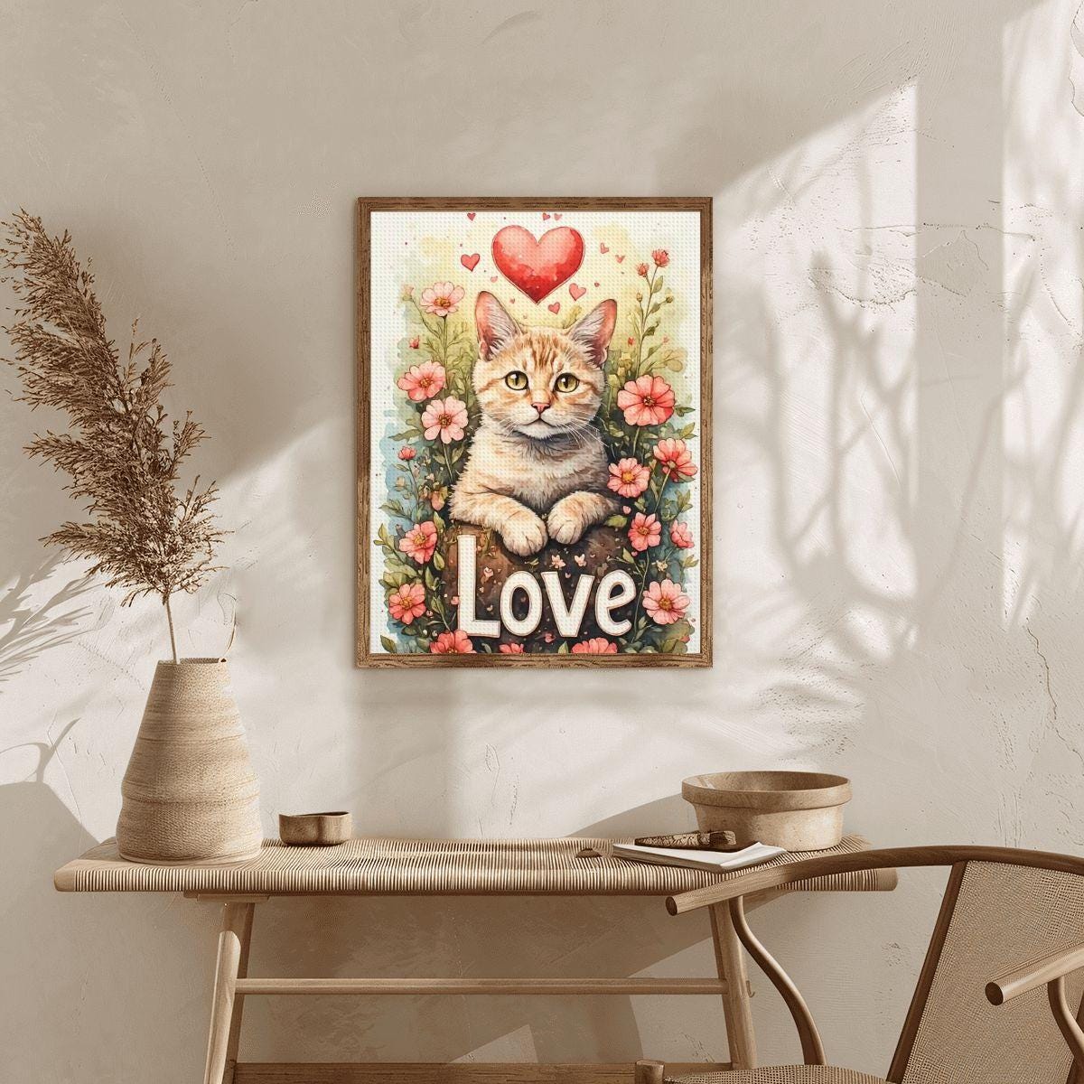 Cat DIY Diamond Painting Kit No Frame Art Craft Project Feline Portrait