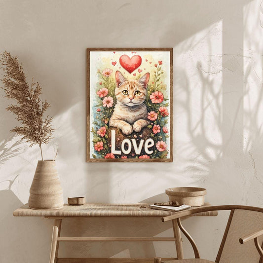 Cat DIY Diamond Painting Kit No Frame Art Craft Project Feline Portrait