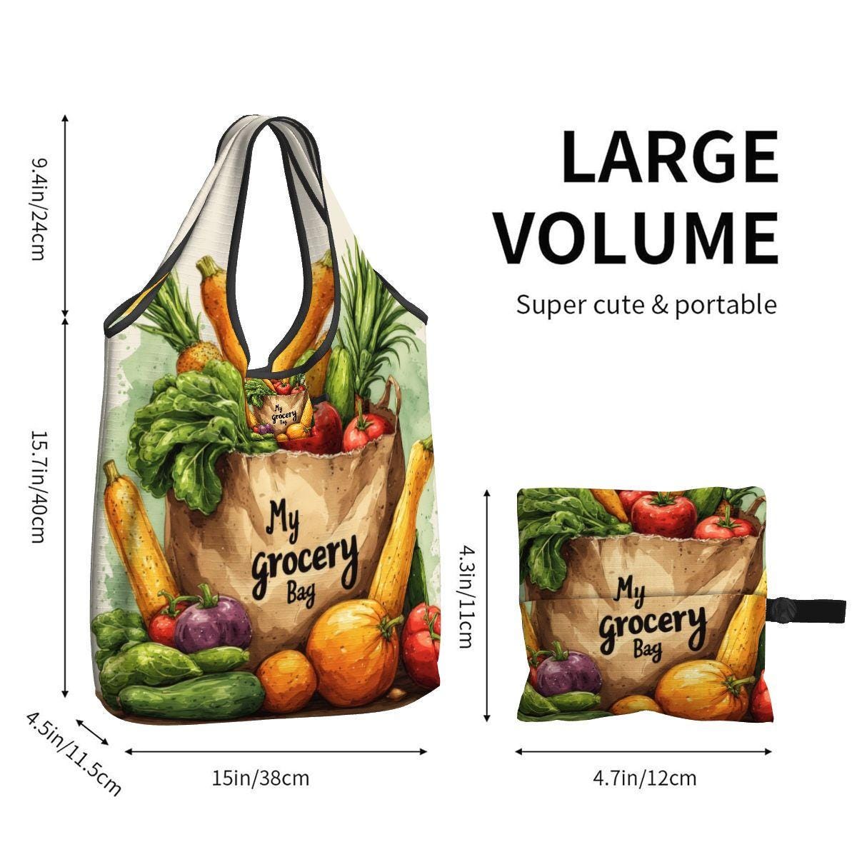 Compact Folding Reusable Grocery Shopping Bags - Eco Friendly Foldable Tote Storage