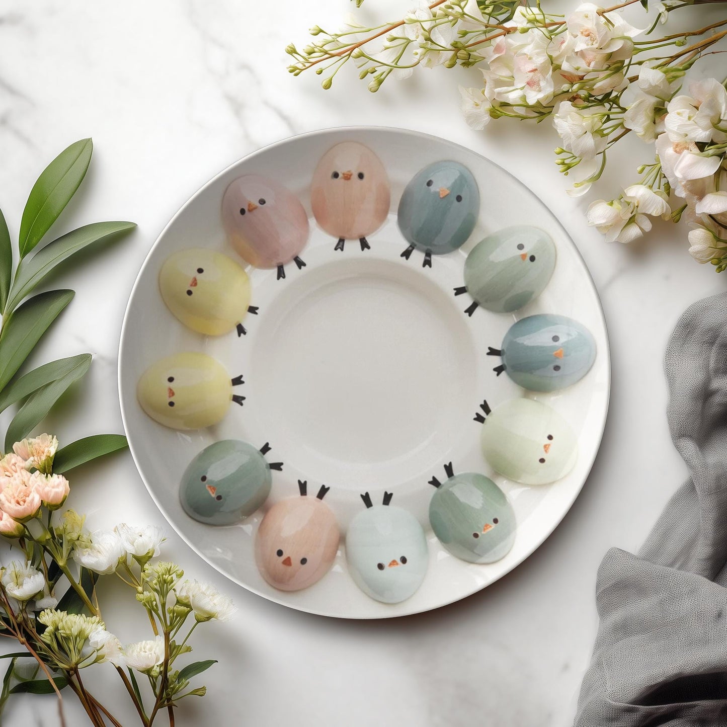 Easter Chick Dinner Plates - Animal Dinnerware Set for Kids Kitchen Decor