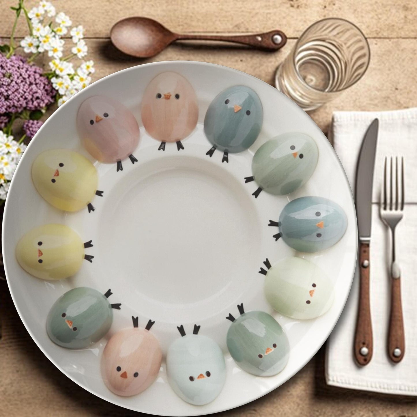 Easter Chick Dinner Plates - Animal Dinnerware Set for Kids Kitchen Decor