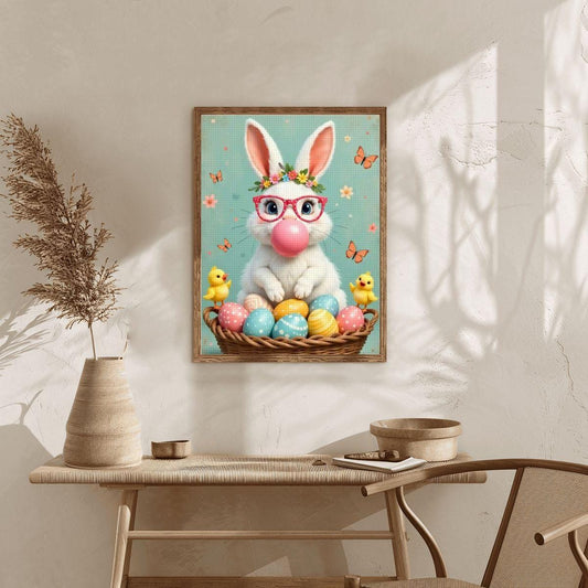 Easter Bunny Diamond Painting Kit, DIY Spring Decor (12" x 16")