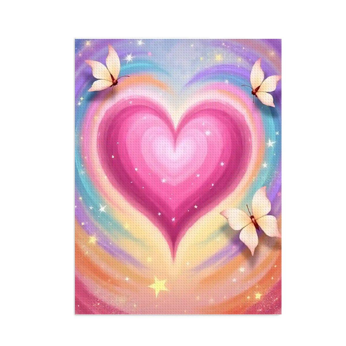 Heart DIY Diamond Painting Kit No Frame - Crystal Art Craft Project Love Design