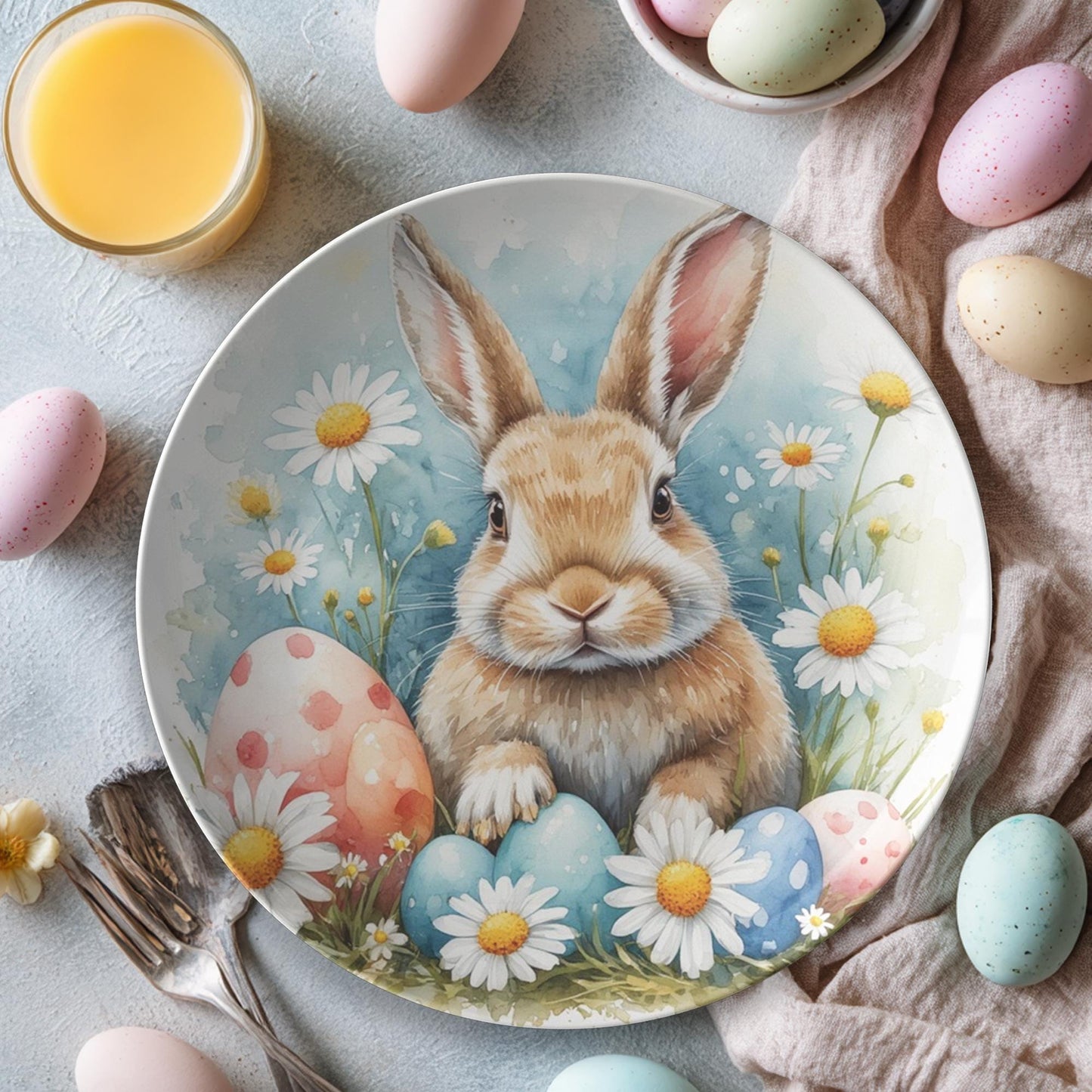 Easter Bunny Dinner Plates - Spring Holiday Tableware ThermoSaf Set for Family Celebrations