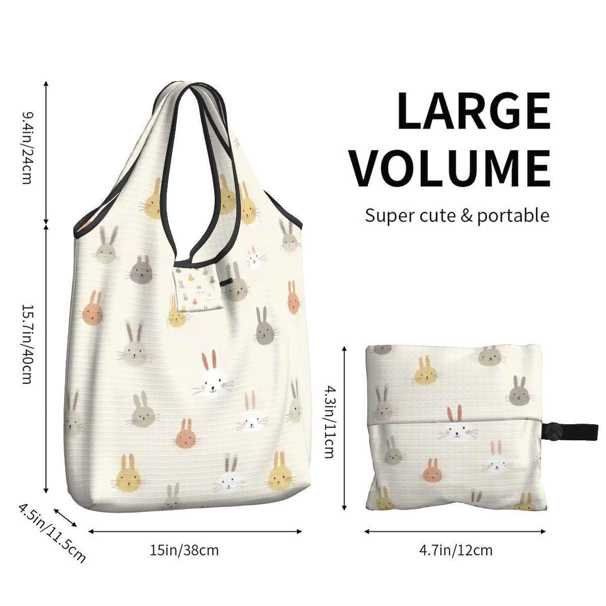 Bunny Reusable Grocery Bag – Folding Eco-Friendly Shopping Tote