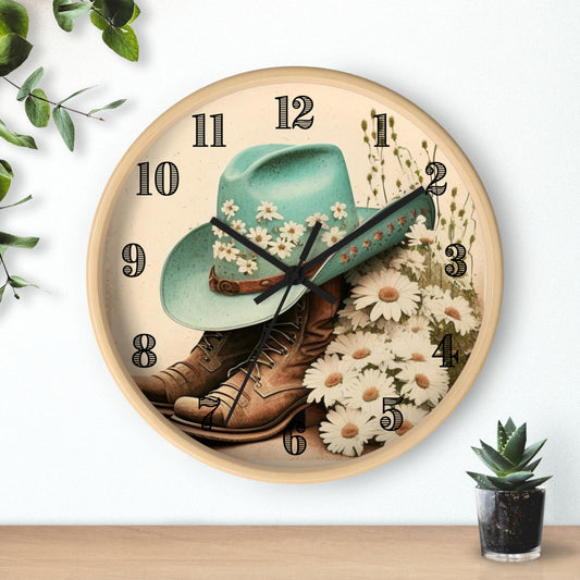 Floral Cowgirl Wall Clock – Rustic Western Home Decor